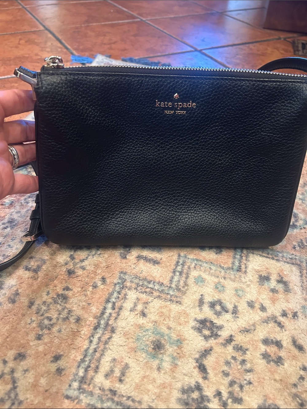 kate spade Black Pebbled Leather Crossbody with Gold Logo - Picture 2 of 10